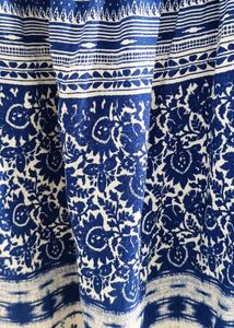 Boho Blue &amp; White Print Off-Shoulder Top