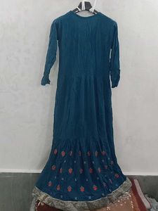 Elegant Teal Embroidered Anarkali Gown