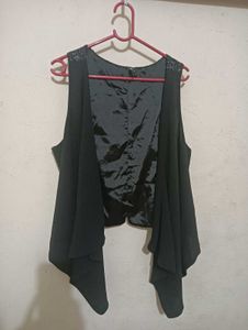 Chic Black Sleeveless Vest Jacket