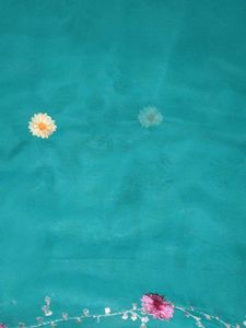 Embroidered Teal Green Scarf