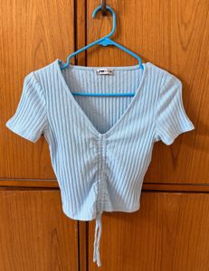 Ribbed Blue Crop Top
