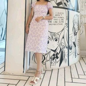 Pretty Lavender Floral Midi Dress