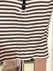 Striped Ruched Tie-Up Top