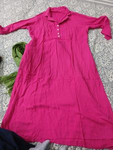 Magenta Kurta Set with Green dupatta