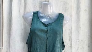 Teal Ribbed Cropped Tank Top