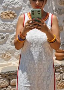 Naari chiffon White Kurta