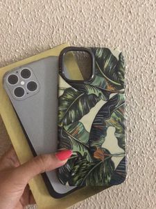 IPhone12ProMax Green Tropical Print Glossy Phone Cover Case