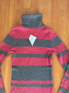 Striped Turtleneck Sweater Dress