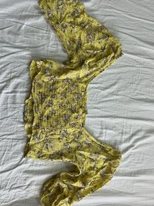 Yellow Floral Print Off-Shoulder Top