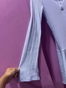 Ribbed Long Sleeve Peplum Dress