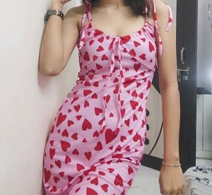 Pink Heart Print Dress