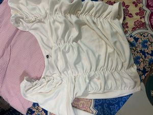 Chic Ruched White Top