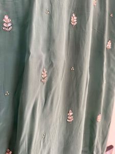 Seafoam Green zardozi work frock suit pallazo set