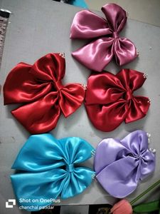 Set of 5 Satin Bow Hair Clips