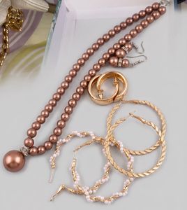 Pearl Necklace & Hoop Earring Set