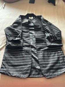 Chic Striped Open-Front Blazer
