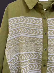 PAC Green Printed Casual Shirt