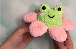 Crocheted Frog with Flower