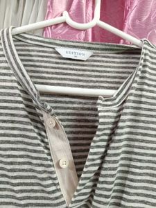 Striped Henley Neck T-Shirt
