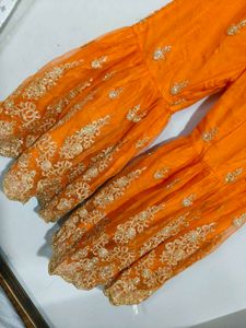 Embellished Orange Kurta and gharara