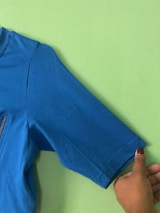 Blue Cropped Top with Zippers