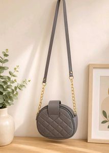 Stylish Brown Quilted Round Sling Bag for Women