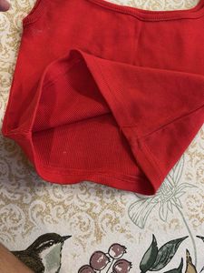 Red Ribbed Tank Top