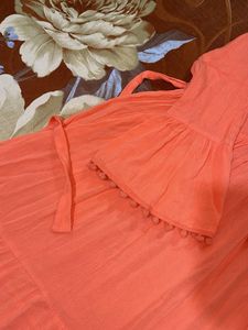 Elegant Peach Kurta with Tassels