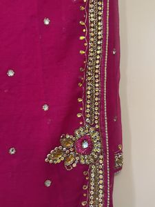 Stunning Embellished Magenta Saree