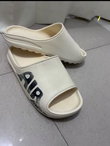Comfortable Cream Slides with "AIR" Print