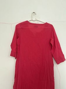 Vibrant Red Textured Kurta