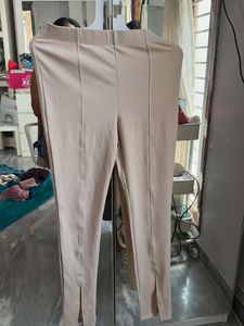 Stylish Beige Split Hem Pants
