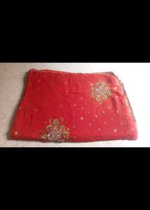 Rust Embroidered Saree