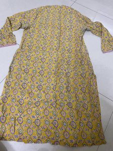 Yellow Printed Kurta