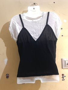 Black &amp; White Layered Top