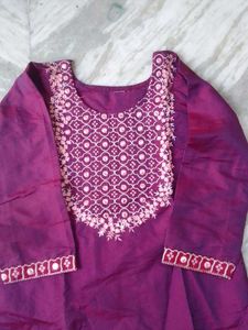 Elegant Purple Kurta Set with Mirror Work