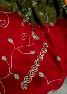 Stunning Red & Black Sequined Saree