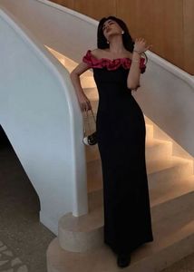 Elegant Black Off-Shoulder Ruffle Dress