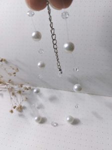 Invisible Necklace Pearl &amp; Crystal Choker
