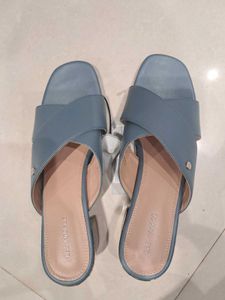 Stylish Blue Block Heel Mules