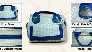Trendy Woven Women's  Handbag with front compartme
