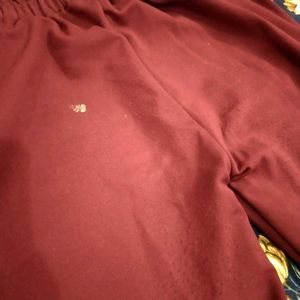 Maroon Pants with Gold Chain Detail