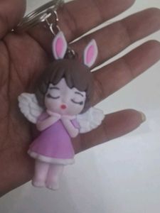 Cute Angel Bunny Keychain