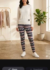 Cozy Snowflake Print winter sweater lower set