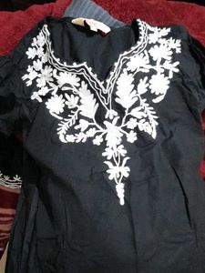 Embroidered Black Kurta