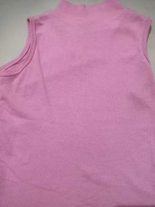 Pink Sleeveless Mock Neck Top