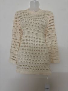 Cream Crochet Knit Top