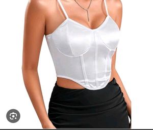 White Cami satin shein Corset Top
