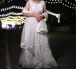 White Sequined Lehenga Choli