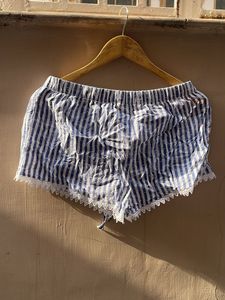 Blue Striped Pajama Shorts